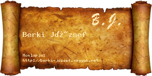 Berki József névjegykártya